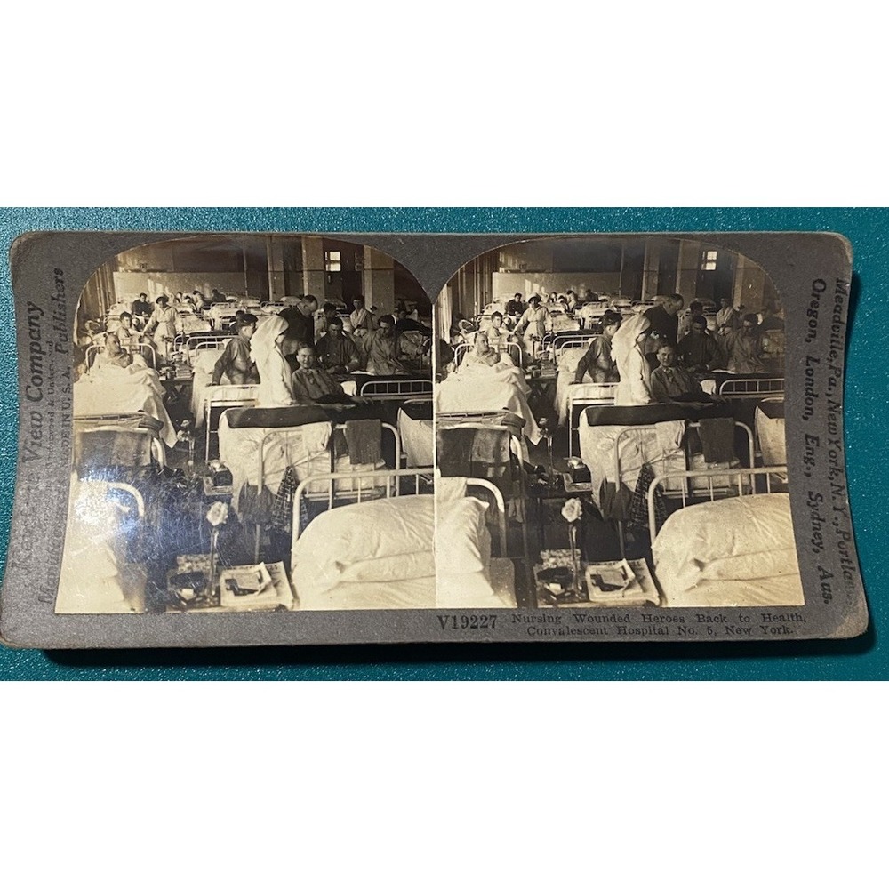 WWI World War I Stereoview Military Hospital Nurse Convalescent Hospital Antique